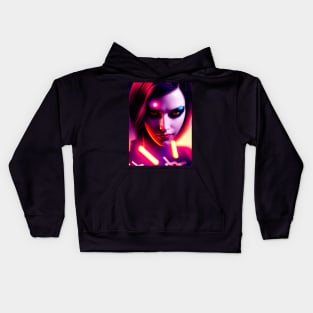 Cyberpunk Hotties (25) - Beautiful Sci fi Women Kids Hoodie